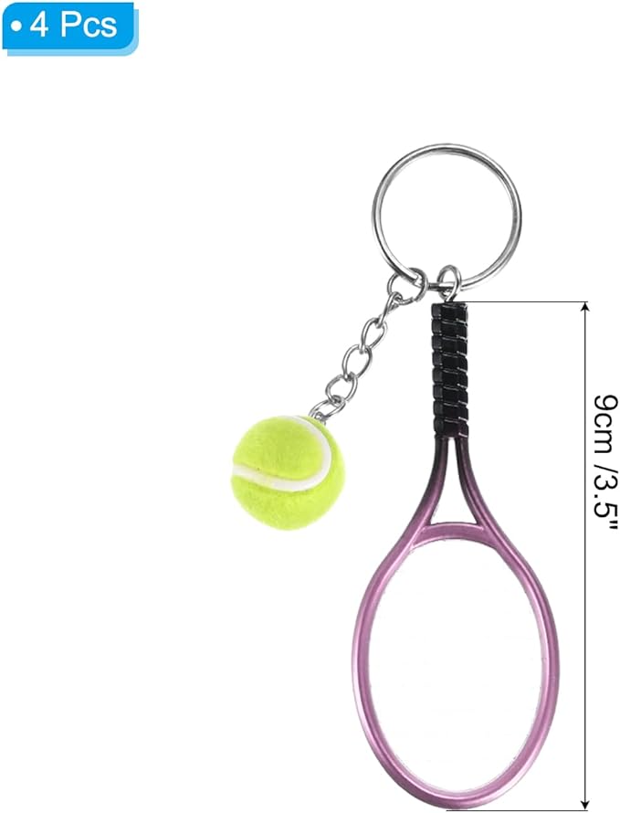 PATIKIL Tennis Keychain, Mini Tennis Racket Keychain Key Ring Tennis Ball Cute Sports Keyrings for Sport Lovers