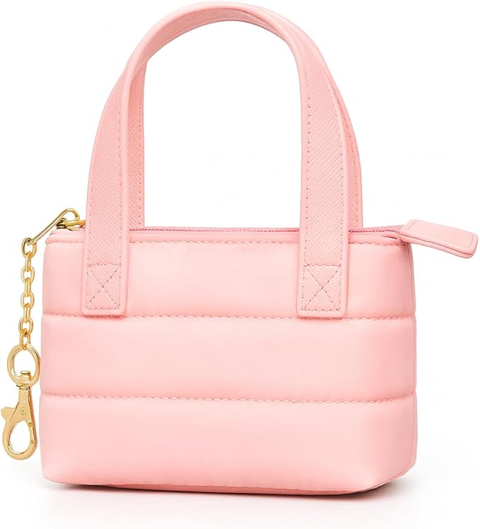 MyfavoriteK Cute Mini Tote Keychain Fancy Coin Pouch Charm Stylish Purse Key Chain for Women Novelty Puffer Handbbag Key Ring