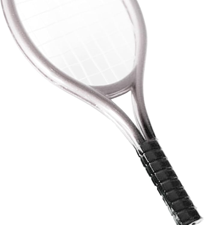 Mini Tennis Racket and Ball Set Mini Tennis Decor Miniature Tennis Kit Adults, Silver