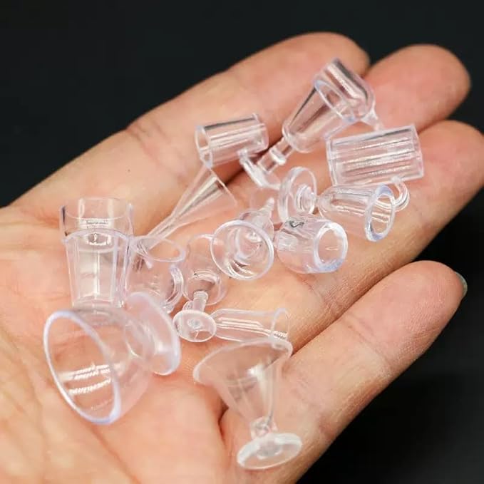 4Pcs Clear Glass Dollhouse Drinking Glasses Miniature: 1/12 Scale Wine Cocktail Glass for Kitchen Bar - Mini Beer Mug Stein Highball