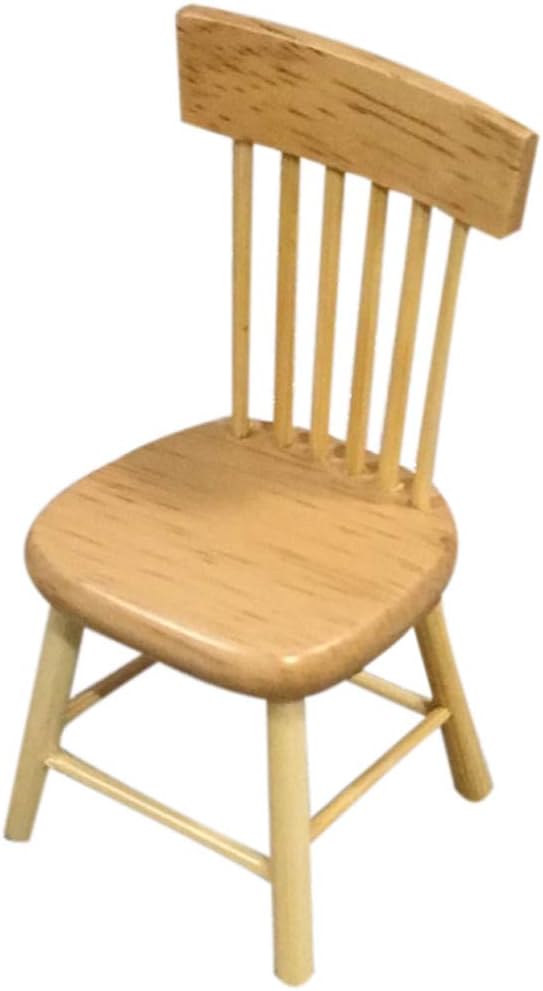 Dollhouse Decoration Accessories,1:12 Dollhouse Miniature Furniture Wooden Color Dining Table Chair Model Set
