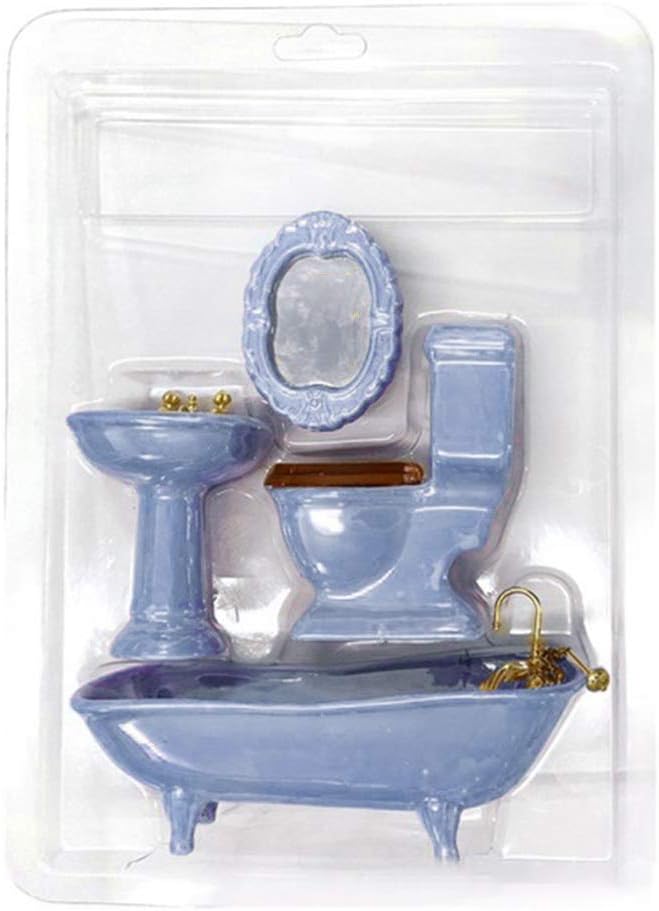 Dollhouse Furniture Miniature Bathroom Set Purple Bathroom Accessories 4PCS-1:12 Scale (Violet)