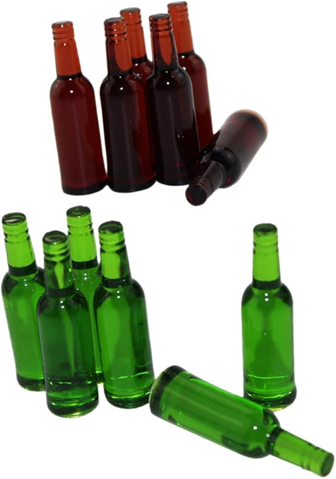 LALADEFIEE 12pcs Miniature Beer Bottles for Dollhouse Decor Highly Detailed Mini Food Drinks Bottles with Authentic Design for DIY Crafting Miniature Wine and Beer Display Accessories