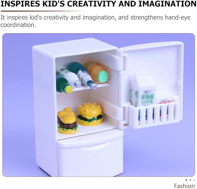 Vaguelly 1:12 Dollhouse Furniture Refrigerator Dollhouse Freezer Furniture Refrigerator Miniature Playhouse Decoration