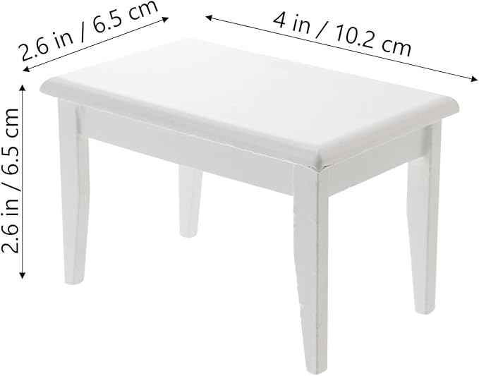 Beaupretty Doll House Furniture Miniature Wooden Dollhouse Table and Chairs Mini Accessories of Dining Room (White)