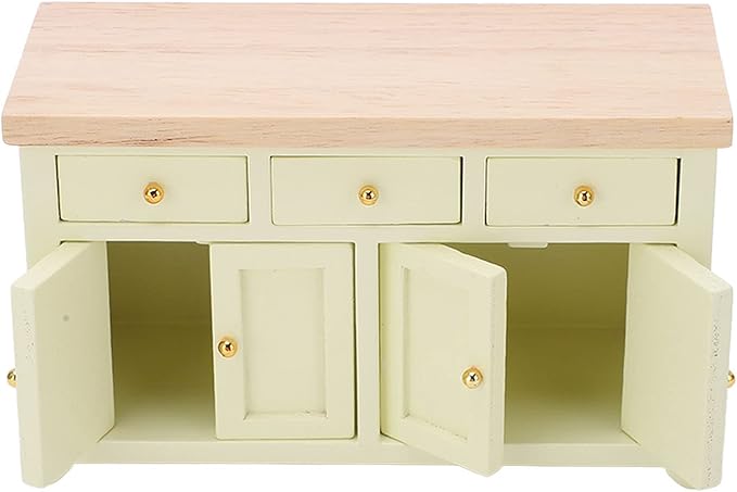1:12 Scale Birch Dollhouse Storage Cabinet - Miniature Living Room Furniture for Dollhouses (Cream Color)