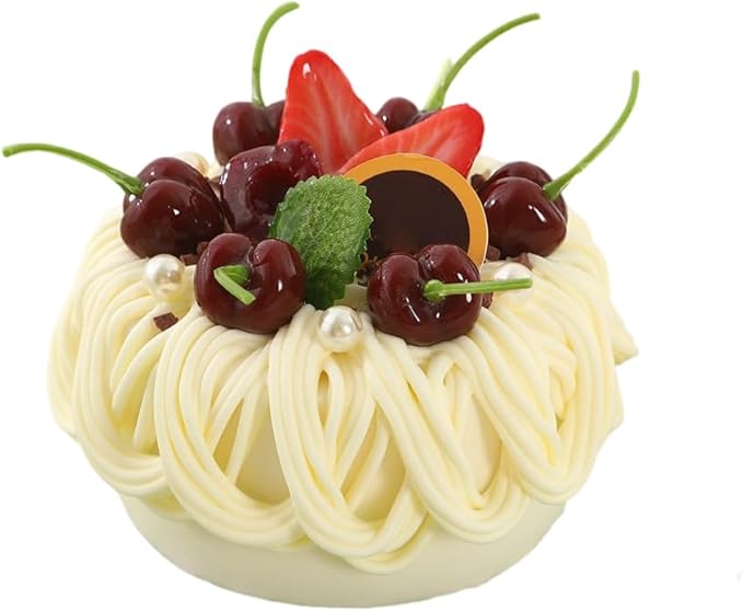 Fake Cake Dessert Artificial Cake with Cream Cherry Fake Cupcake Faux Food Model Realistic Fake for Decoration Display Photography Props