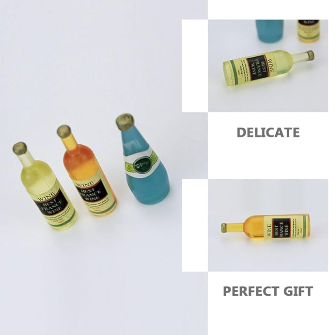 Hohopeti 6pcs Miniature Wine Bottle Decor Realistic Models for Dollhouse and Landscaping Adorable Mini Ornaments for Home and Bar Decoration for Mini House Accessories