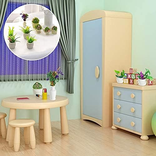 Chuangdi 12 Pieces Miniature Dollhouse Plant Flowers Mini Potted Plant Artificial Tiny Greenery Ornament Miniature Hanging Potted Faux Flower Model Dollhouse Decoration, 6 Types