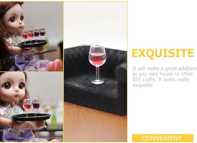 LUOZZY 40pcs Doll House Simulated Miniature Wine Glasses for Micro Landscape Food Play Props