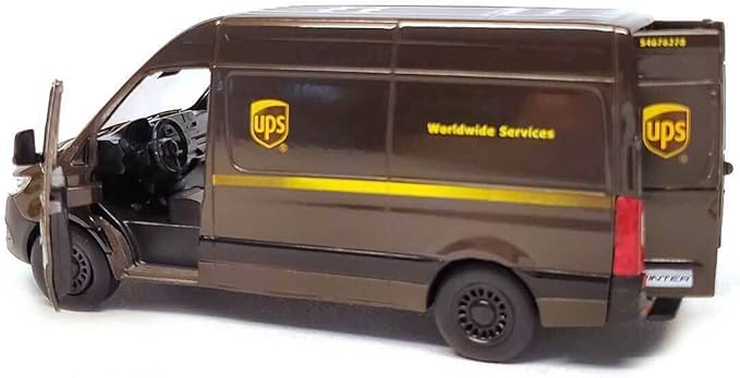 KiNSMART - Mercedes-Benz Sprinter UPS Edition Cargo Van, 1:48 O Scale Die Cast Metal Model Toy Van, Pull-Back Action