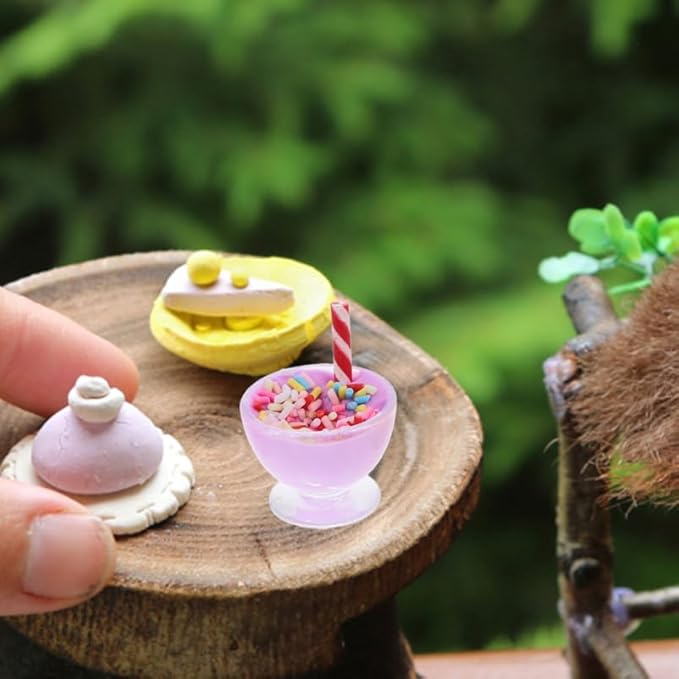 12Pcs Mini Ice Cream Cup Model Realistic Resin Miniature Dessert Decoration for Dollhouse Playhouse Lifelike Simulation Ice Cream Figurines for Creative Play