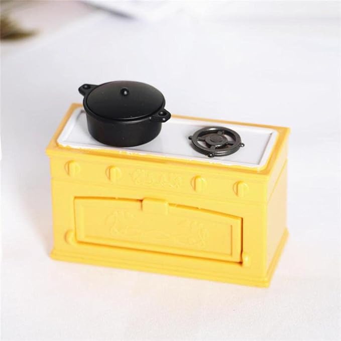 predolo Dollhouse Kitchen Furniture Set, 1:12 Mini Dollhouse Accessories, Miniature Furniture, Realistic Kitchen Fridge and Sets, Stove