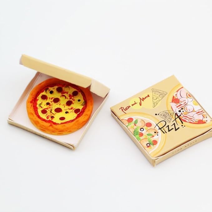 Miniature Pizza Box Set, 1:6 and 1:12 Scale, Dollhouse Food Accessories, Detailed Pizza Box with Printed Graphics Doll Pepperoni Pizza and Authentic Style Pizza Box.Girl Dolls Kitchens & Furniture