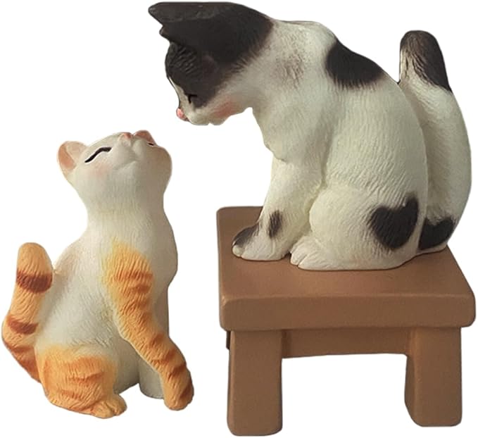 Cute Miniature Cat Figurines Assortment - Fairy Garden, Dollhouse & Plant Decor, Mini Model Set for Terrarium, DIY Crafts, Home Ornament and Display. (Sweet)