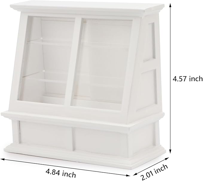 Dollhouse Cabinet Cake Store Grocery Store Furniture Miniature Decor Display Bakery Cake Shelves Kitchen Accessory Cabinet Handcraft Ornament (White)