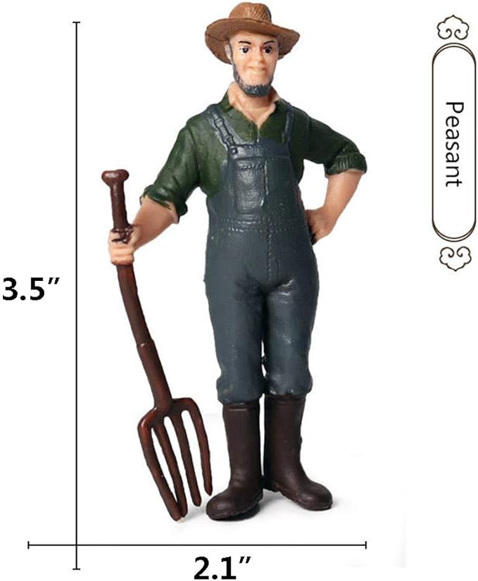 5 PCS Little Farmer People Figures, Realistic Hand Painted Farmer People Figurines Plastic Model People Toys Playset for Kids Toldders