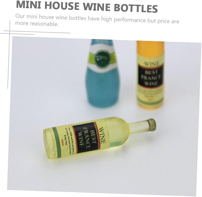 BCOATH 3Pcs Miniature Wine Bottles Charming Dollhouse Accessories for Mini House Decoration Birthday Party Cake Toppers Creative DIY Scene Models