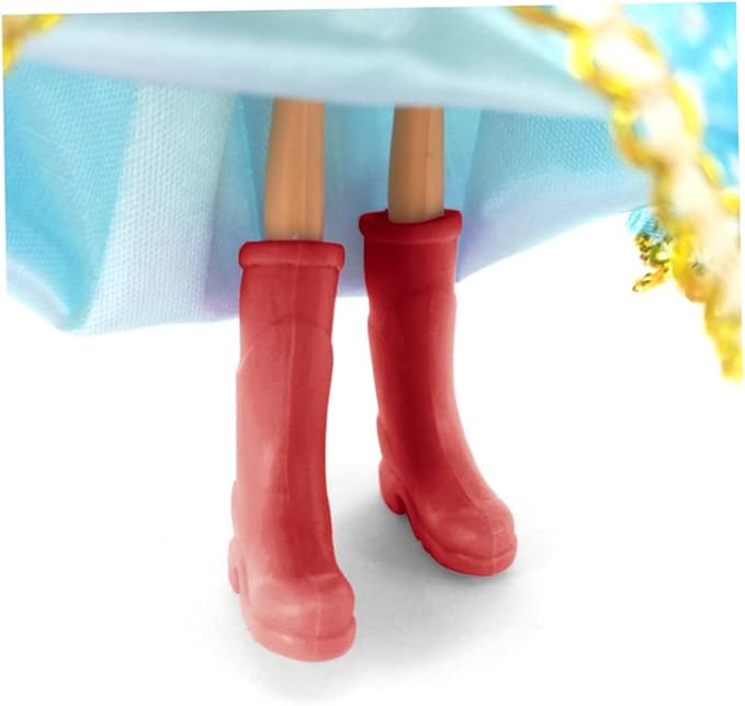 Dollhouse Rain Boots Miniature 1:12 Scale Color DIY Mini Rain Shoes Plastic Rainboot Decoration for Doll Dollhouse Accessories, Red | Boots