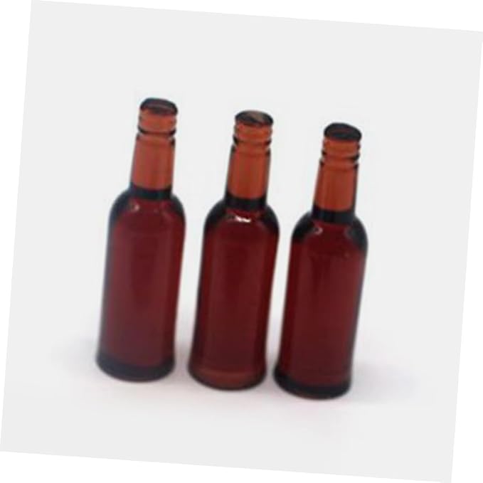 Totority Miniature Beer Bottles 6Pcs Realistic Dollhouse Accessories Brown Resin Mini Beer Bottle Models for Tiny House Decor and Photo Props
