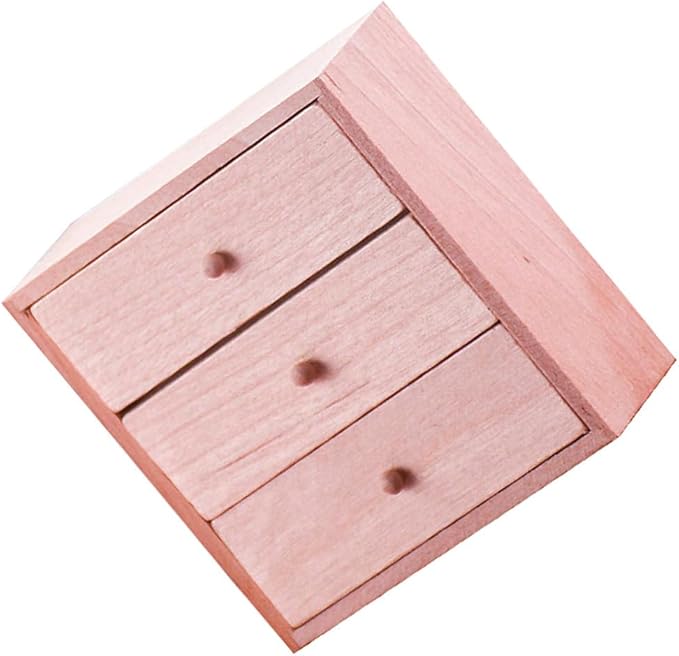 Toyvian Mini Doll House Cabinet 1 12 Scale Wooden Miniature Storage Cabinet with 3 Drawers for Dollhouse Bedroom Living Room Kitchen Furniture Decor