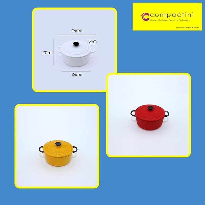 Miniature Set 1:12 Scale Models Dollhouse Accessory Coffee Pot Cup Beverage Bottle Kettle (Dutch Oven Yellow)