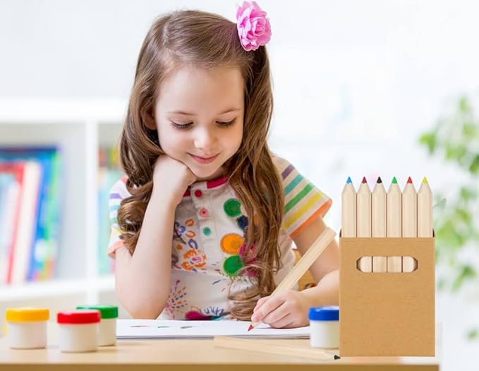 50 Packs/300pcs Mini Drawing Colored Pencils, 3.5 Inch Portable Painting Pencil for Kid 6 Different Color Pencils in Bulk, Children Painting Classroom School Birthday Wedding Christmas Party Favors