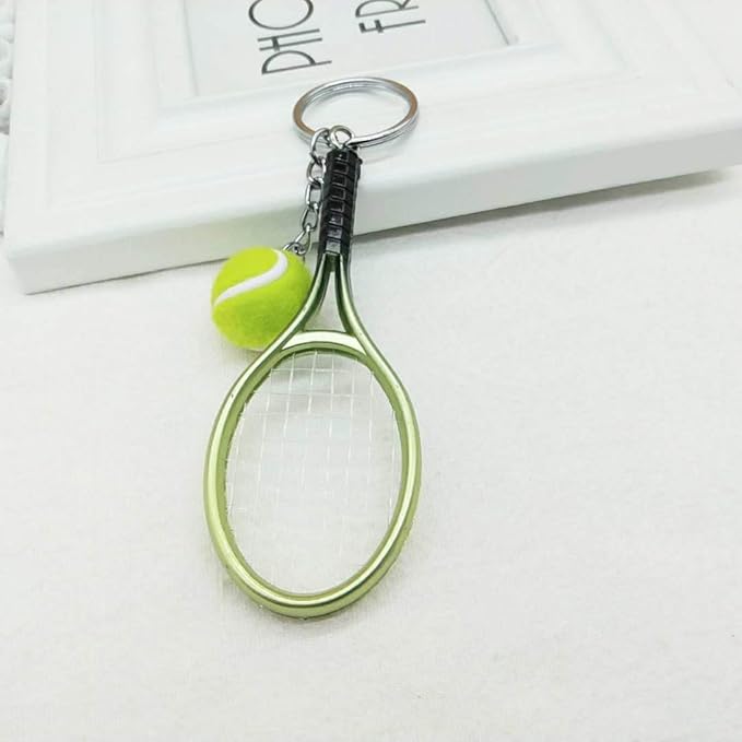 JINZHOUFZ Color Mini Tennis Racket with Ball Keychain Key Ring
