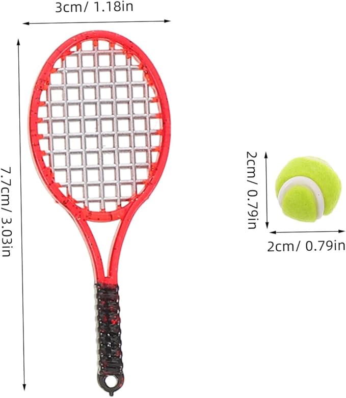 SUPVOX 6 Pcs Miniature Tennis Set, 1:12 Scale Dollhouse Sports Accessories with Rackets & Balls, Realistic Toy for Dolls, Room Decor, and Photography Props
