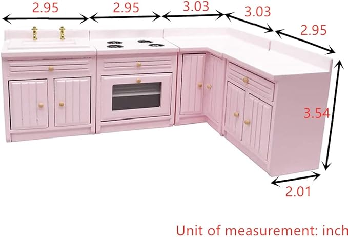 SXFSE Dollhouse Decoration Accessories,1:12 Dollhouse Miniature Furniture Wooden Kitchen Cabinet Set Freely Combined (White)