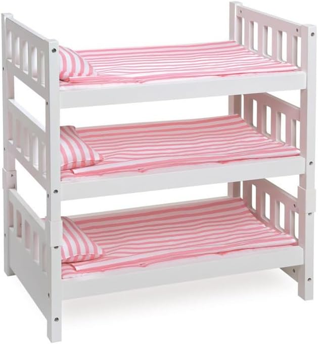 Maykoosh Rustic Romance 1-2-3 Convertible Doll Bunk Bed with Baskets: Stackable Bunk Bed Converts to Double or Single Bed, Includes Storage Baskets and Personalization Kit