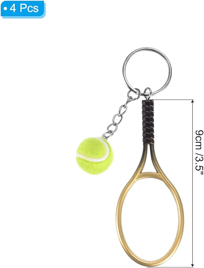 PATIKIL Tennis Keychain, Mini Tennis Racket Keychain Key Ring Tennis Ball Cute Sports Keyrings for Sport Lovers