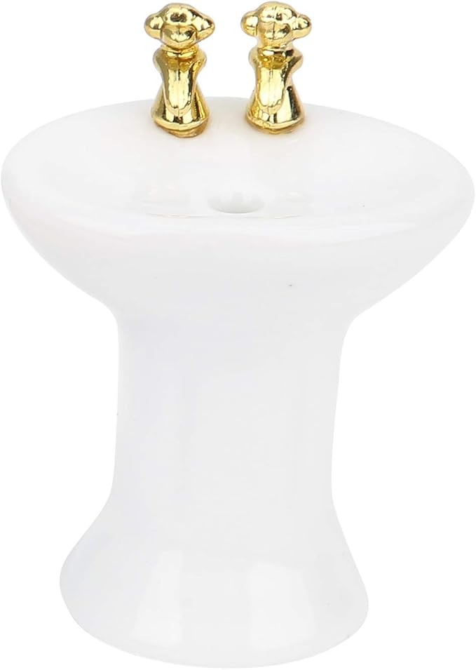 SPYMINNPOO Dollhouse Bathtub,1/24 Bathroom Dollhouse Furniture Dollhouse Miniature Bathroom Set Simulation Ceramic Bathtub Toilet Sink Kit(#1)