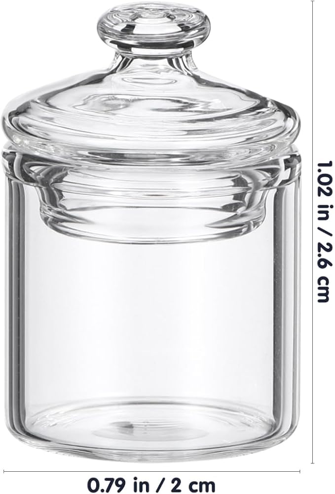 2 Pcs Miniature Glass Jars with Lids Doll House Decor 1 12 Scale Mini Model Storage Tank Realistic Miniature Glass Canisters for Dollhouse Accessories 1.02X0.78X0.78 Inch