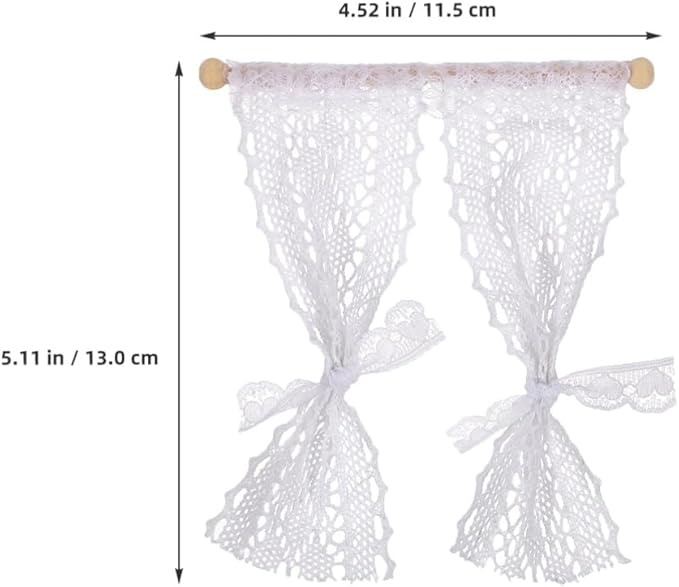TOYANDONA 3pcs Dollhouse Curtains, 1/12 Scale Dollhouse Lace Curtains Miniature Window s for Miniature Accessories