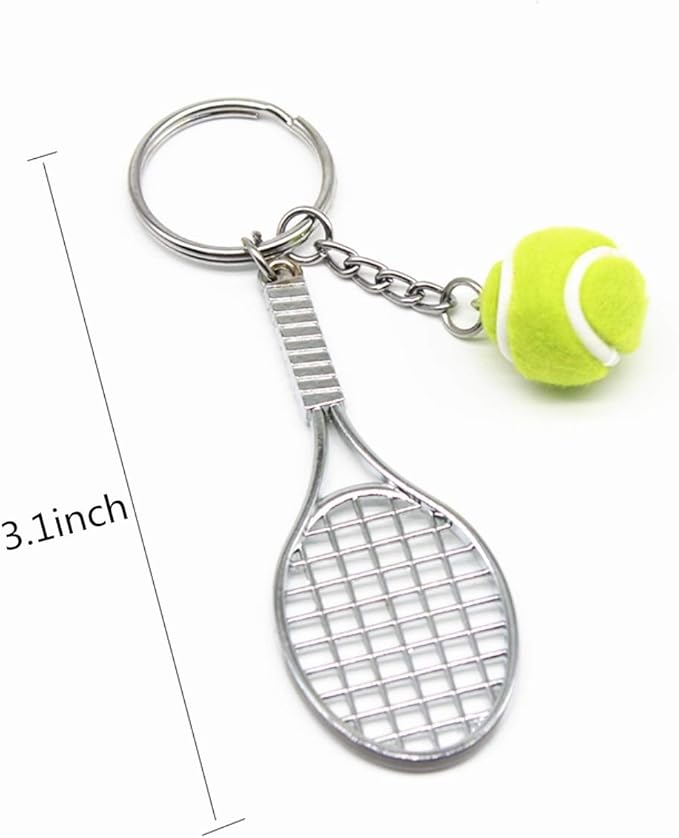 LEPRATO Tennis Keychain Mini Metal Tennis Keychains Cute Tennis Racket Ball Keychain Perfect Gifts