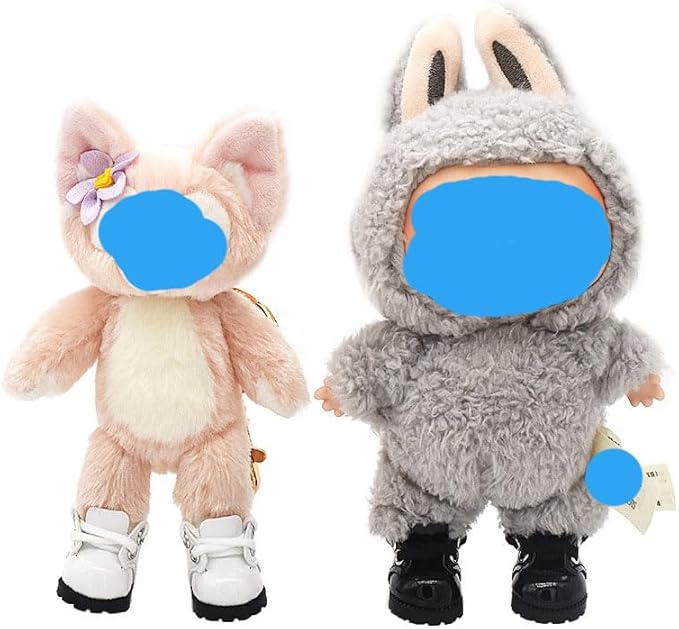 Faux Leather Miniature Shoes for 17/15cm Plush Dolls - Cute Monster Collectible Figure Accessories, Easy Fit Soft Stuffed Animal Boots (White, 17/15cm)
