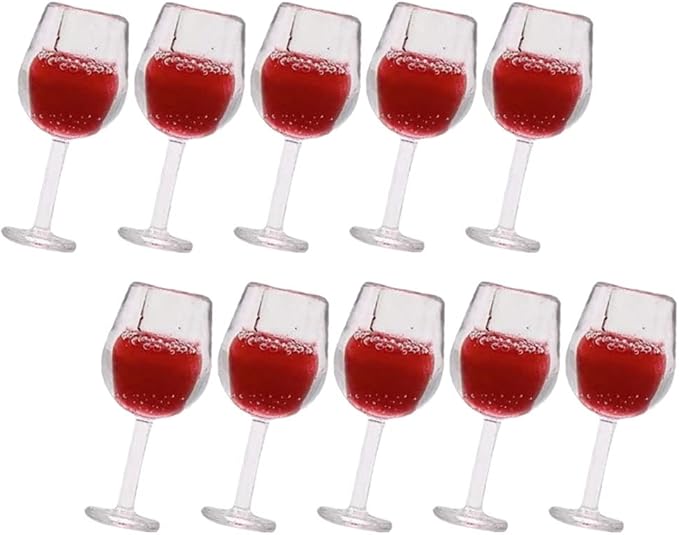LUOZZY 40 Pcs Miniature Wine Goblets Dollhouse Accessories Red and Burgundy Glass Cups Tiny Kitchen Decor Micro Landscape Props for DIY Crafts