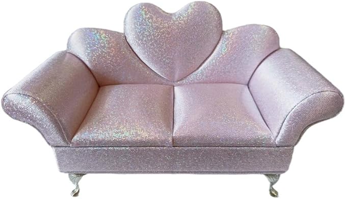 1/6 & 1/12 Scale Dollhouse Furniture Miniature Sofa w/Hidden Jewelry Box for Women - Adult Collector Pink Decor for Diorama, Dressing Table, Rings, Earrings & Small Necklaces Storage