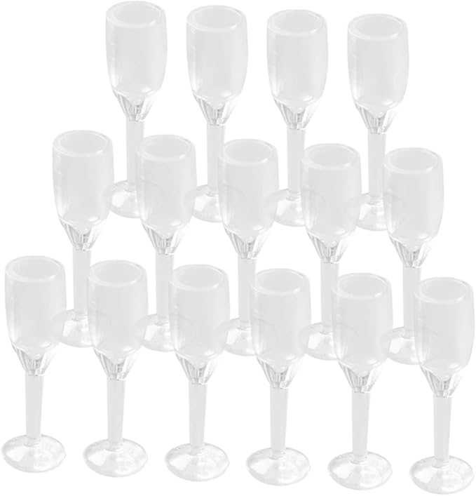 Kisangel 20pcs Miniature Cocktail Glasses Scale Dollhouse Accessories for Realistic Decoration Tiny Goblets for Miniature Decor