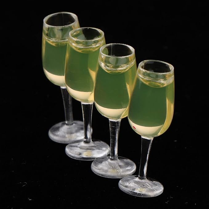 Baosity 1:12 Scale 4pcs Wine Glasses Dolls House Miniature Dining Table Accessories