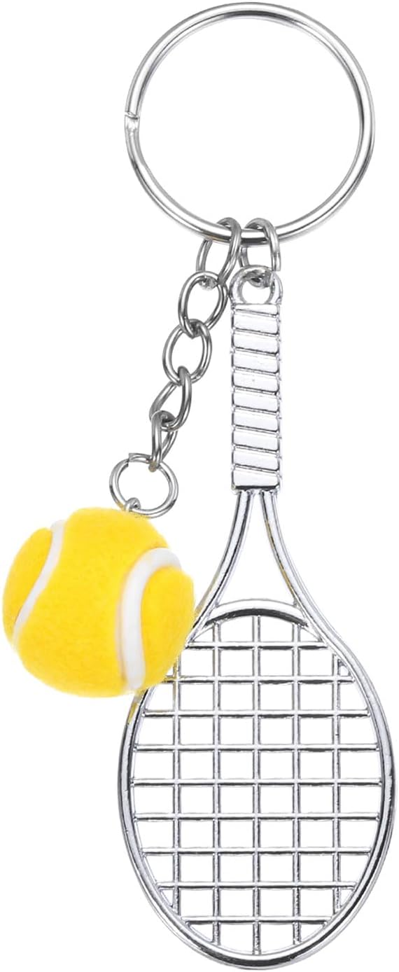 PATIKIL Tennis Keychain, Metal Tennis Racket Key Chains Sports Novelty Charm Pendant for Backpacks, Party Favor, Sports Fan