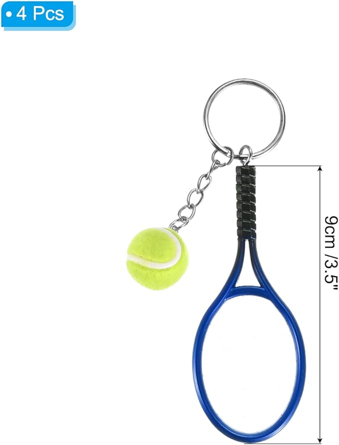 PATIKIL Tennis Keychain, Mini Tennis Racket Keychain Key Ring Tennis Ball Cute Sports Keyrings for Sport Lovers
