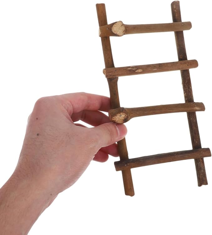 VOSAREA 2Pcs Small Decorative Micro Landscape Ladders Miniature Dollhouse Accessories for Fairy Garden Crafts 7.87 Inch Rattan Ladder Props