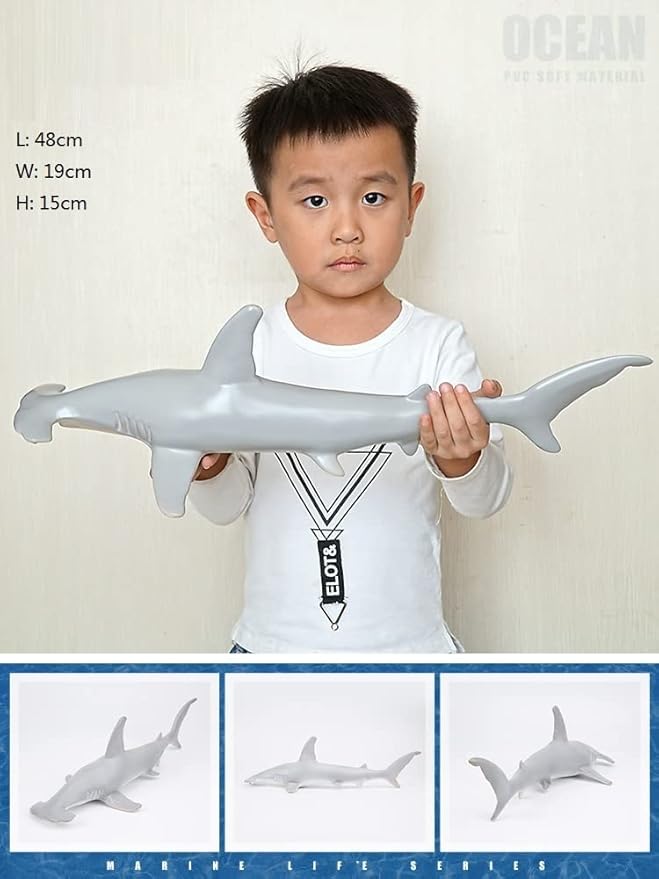 SmilerSmile Simulated Ocean Big Animal, One pc 15Inch Soft Filled Rubber Sea Educational Toys (Hammerhead Shark)