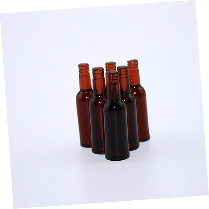 FUNNETOYU 12pcs Mini Beer Bottles Dollhouse Miniatures Wine Bottle Toys for Kitchen Scene Decor