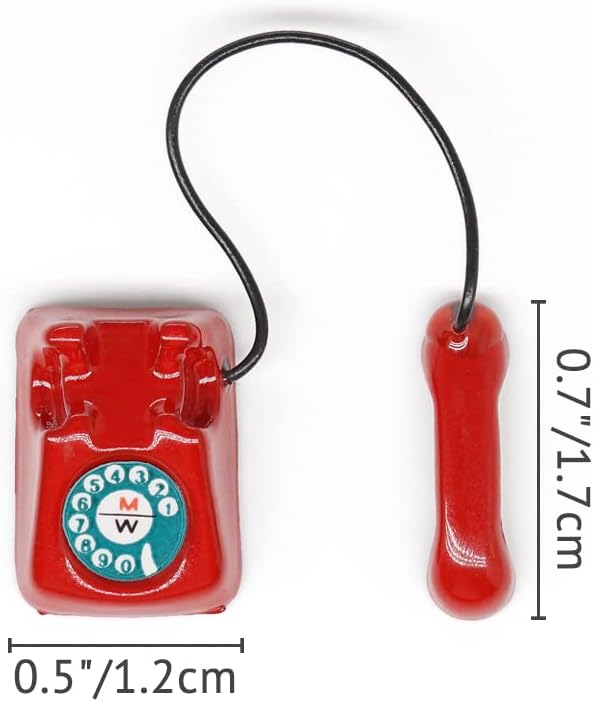 Odoria 1/12 Miniature Telephone Dollhouse Decoration Accessories, Red