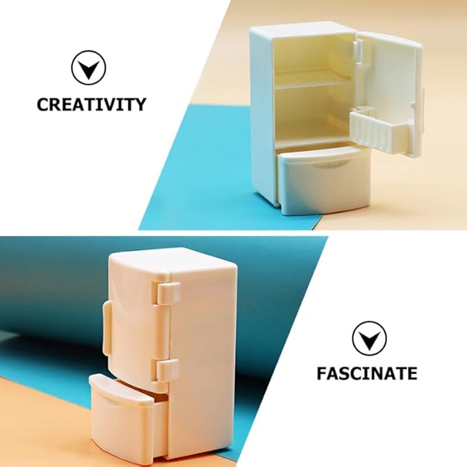 Vaguelly 1:12 Dollhouse Furniture Refrigerator Dollhouse Freezer Furniture Refrigerator Miniature Playhouse Decoration