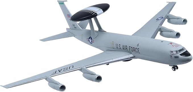 E-3 Sentry Die-cast Airplanes-1/200 Scale USAF AWACS Metal Aircraft Model for Collector, Aviation Enthusiast-Premium Collectiable with Display Stand