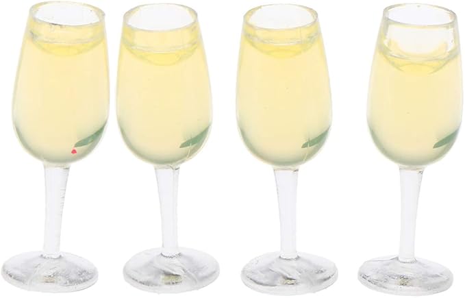 Baosity 1:12 Scale 4pcs Wine Glasses Dolls House Miniature Dining Table Accessories